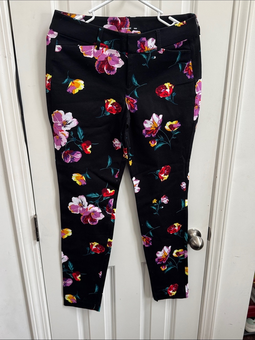 Old Navy Black Floral Straight-Leg Pants